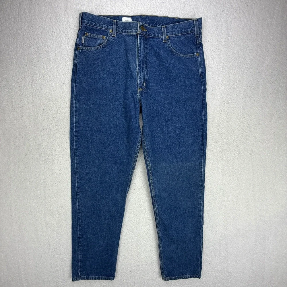 Carhartt Relaxed Fit Tapered Leg Jeans Blue Mens 40x34 B17 DST Darkstone EUC